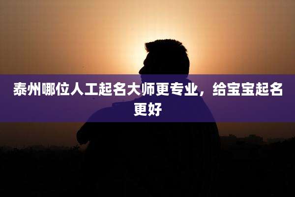 泰州哪位人工起名大师更专业,给宝宝起名更好