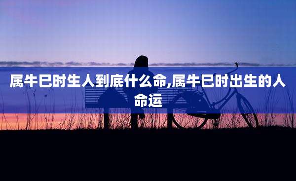 属牛巳时生人到底什么命,属牛巳时出生的人命运