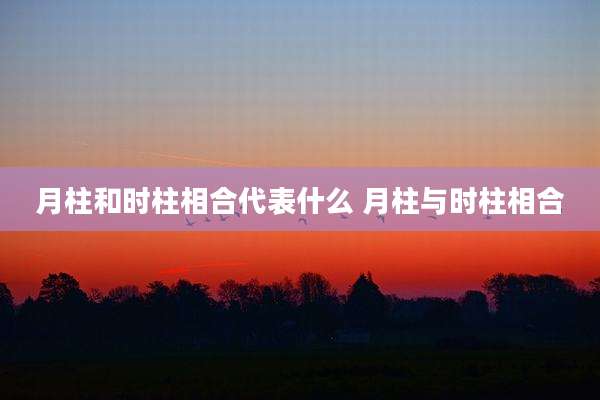 月柱和时柱相合代表什么 月柱与时柱相合