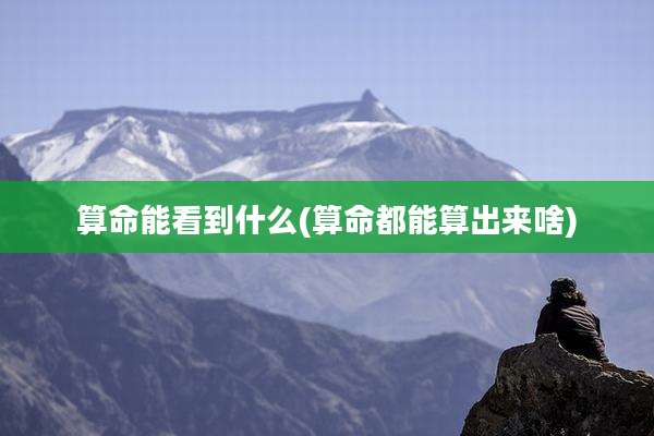 算命能看到什么(算命都能算出来啥)