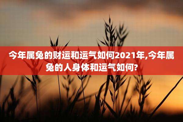 今年属兔的财运和运气如何2021年,今年属兔的人身体和运气如何?
