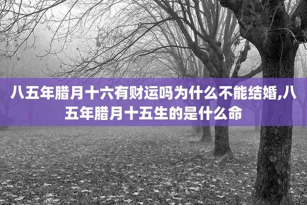 八五年腊月十六有财运吗为什么不能结婚,八五年腊月十五生的是什么命