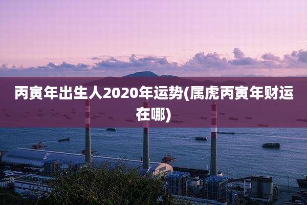 丙寅年出生人2020年运势(属虎丙寅年财运在哪)