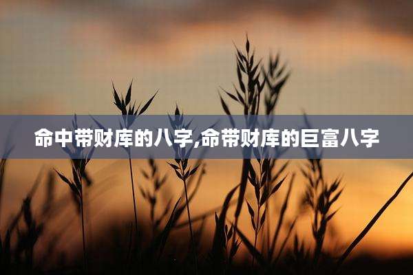 命中带财库的八字,命带财库的巨富八字