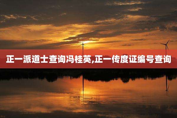 正一派道士查询冯桂英,正一传度证编号查询