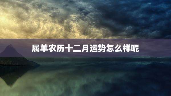 属羊农历十二月运势怎么样呢