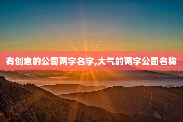 有创意的公司两字名字,大气的两字公司名称