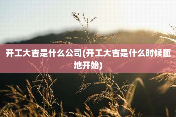 开工大吉是什么公司(开工大吉是什么时候匝地开始)
