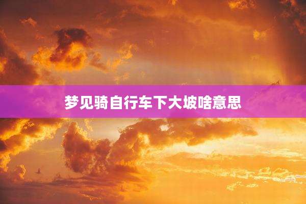 梦见骑自行车下大坡啥意思