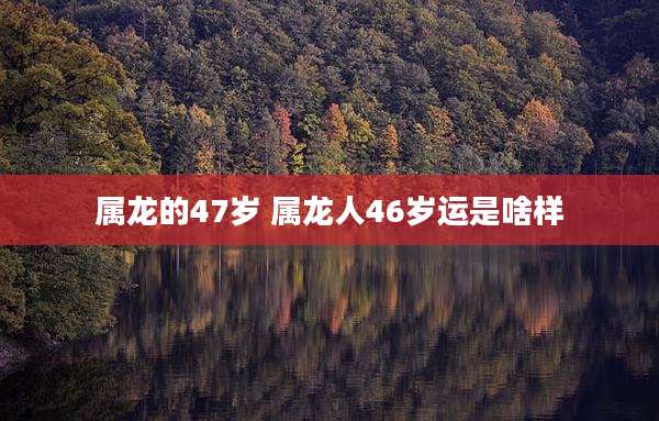 属龙的47岁 属龙人46岁运是啥样
