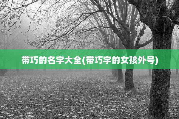 带巧的名字大全(带巧字的女孩外号)