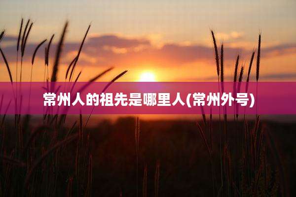 常州人的祖先是哪里人(常州外号)