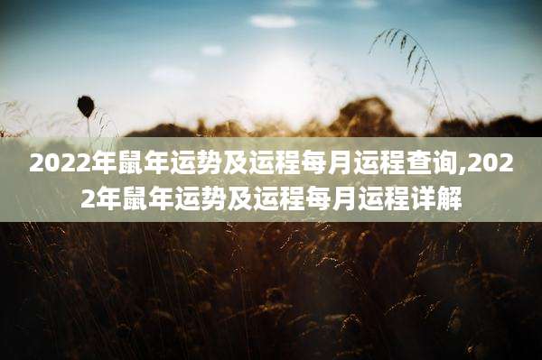 2022年鼠年运势及运程每月运程查询,2022年鼠年运势及运程每月运程详解
