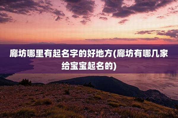 廊坊哪里有起名字的好地方(廊坊有哪几家给宝宝起名的)
