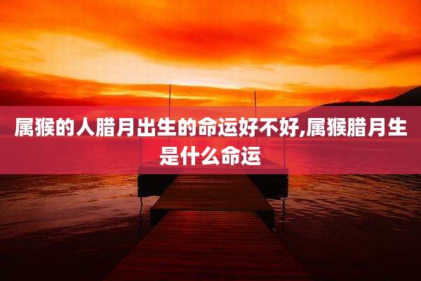 属猴的人腊月出生的命运好不好,属猴腊月生是什么命运