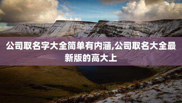 公司取名字大全简单有内涵,公司取名大全最新版的高大上