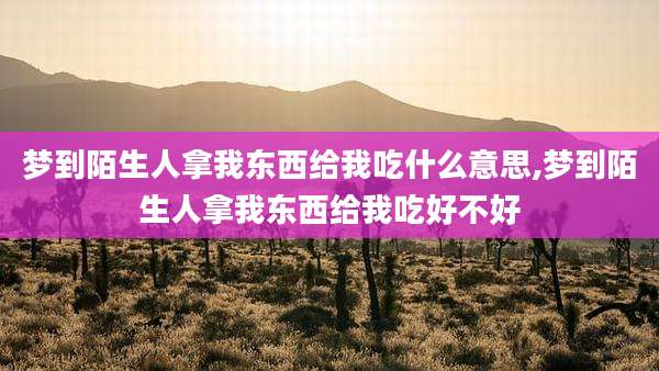 梦到陌生人拿我东西给我吃什么意思,梦到陌生人拿我东西给我吃好不好