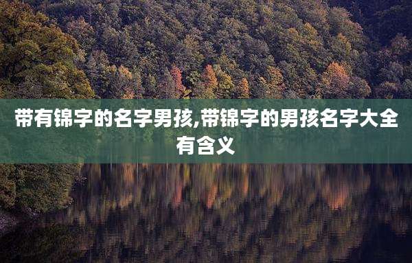 带有锦字的名字男孩,带锦字的男孩名字大全有含义