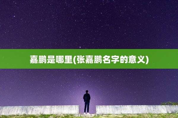 嘉鹏是哪里(张嘉鹏名字的意义)