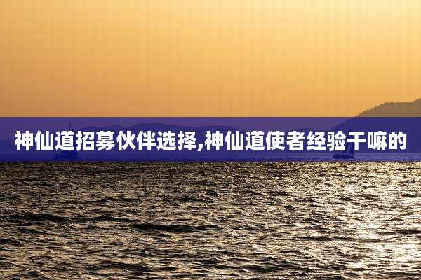 神仙道招募伙伴选择,神仙道使者经验干嘛的