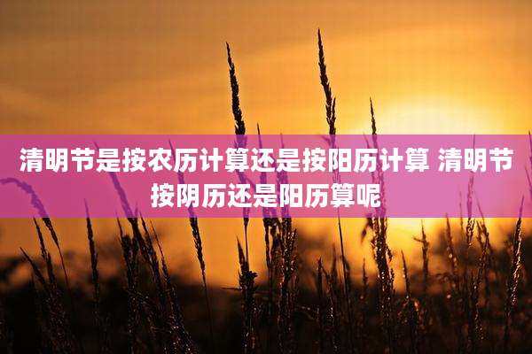 清明节是按农历计算还是按阳历计算 清明节按阴历还是阳历算呢