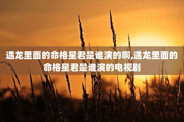 遇龙里面的命格星君是谁演的啊,遇龙里面的命格星君是谁演的电视剧