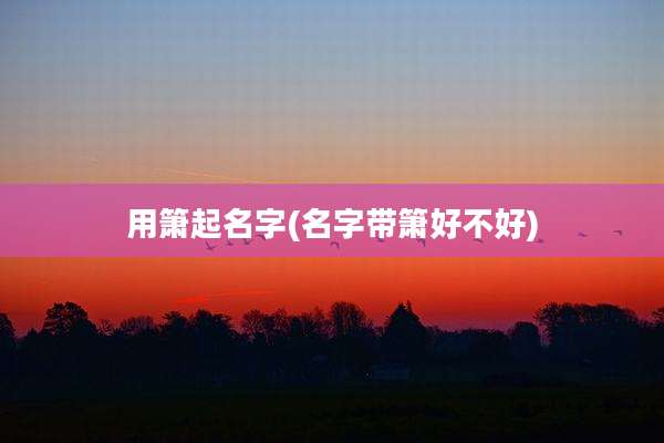 用箫起名字(名字带箫好不好)