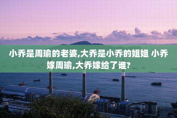 小乔是周瑜的老婆,大乔是小乔的姐姐 小乔嫁周瑜,大乔嫁给了谁?