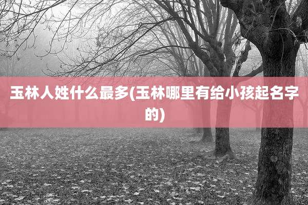 玉林人姓什么最多(玉林哪里有给小孩起名字的)