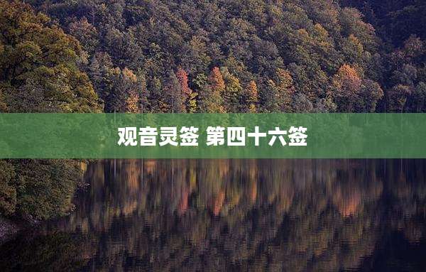 观音灵签 第四十六签