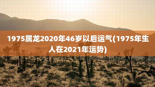 1975属龙2020年46岁以后运气(1975年生人在2021年运势)