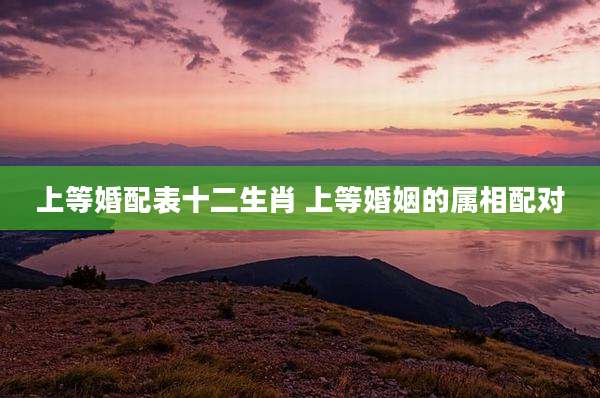 上等婚配表十二生肖 上等婚姻的属相配对