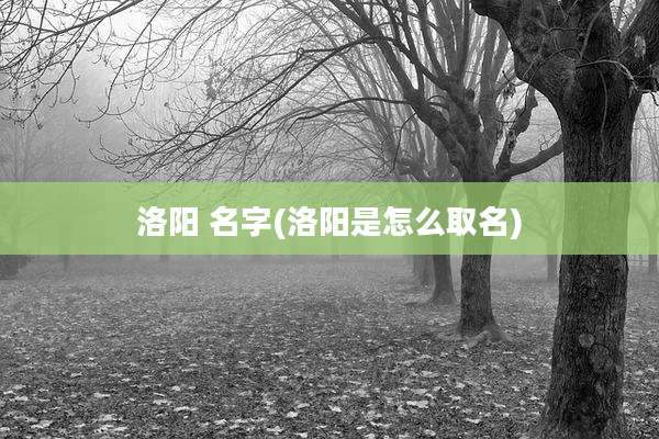 洛阳 名字(洛阳是怎么取名)