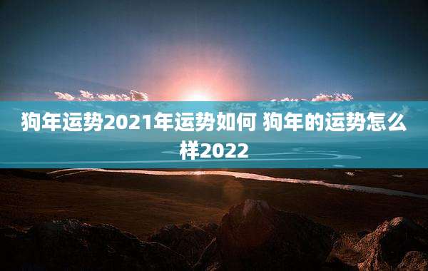 狗年运势2021年运势如何 狗年的运势怎么样2022