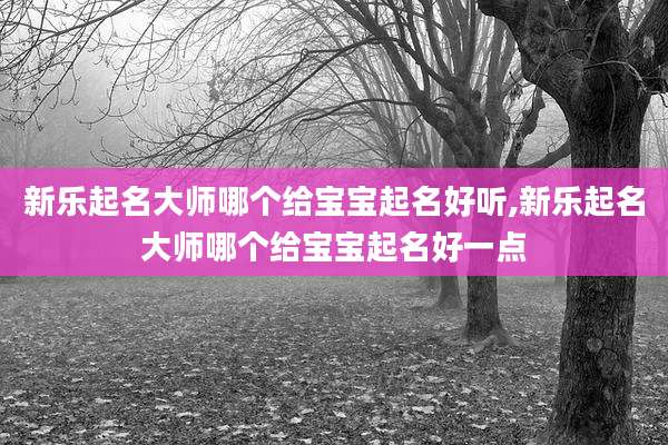 新乐起名大师哪个给宝宝起名好听,新乐起名大师哪个给宝宝起名好一点