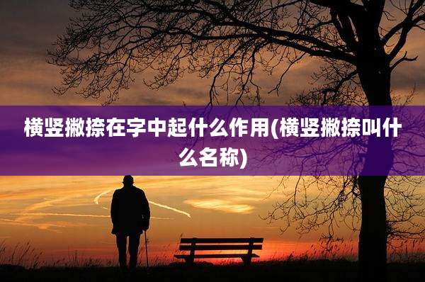 横竖撇捺在字中起什么作用(横竖撇捺叫什么名称)