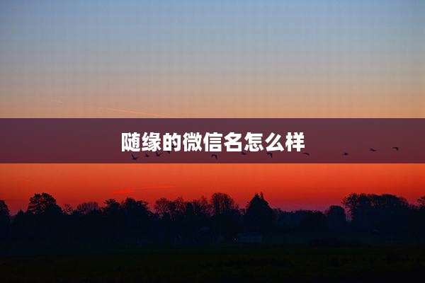 随缘的微信名怎么样
