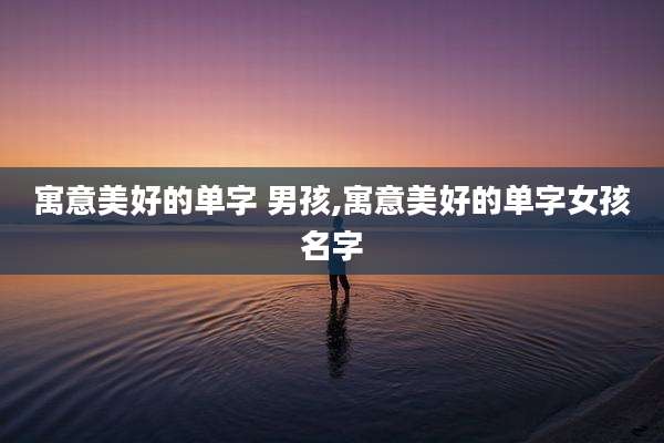 寓意美好的单字 男孩,寓意美好的单字女孩名字