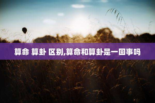 算命 算卦 区别,算命和算卦是一回事吗