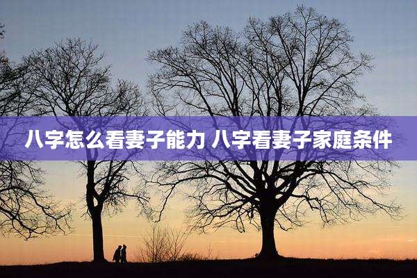 八字怎么看妻子能力 八字看妻子家庭条件