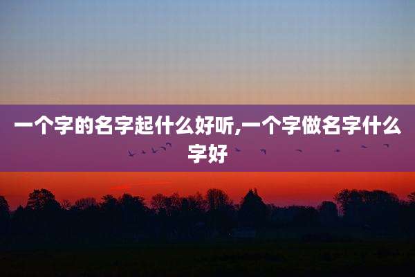 一个字的名字起什么好听,一个字做名字什么字好