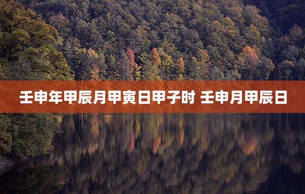 壬申年甲辰月甲寅日甲子时 壬申月甲辰日