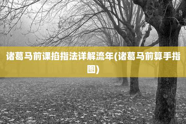 诸葛马前课掐指法详解流年(诸葛马前算手指图)