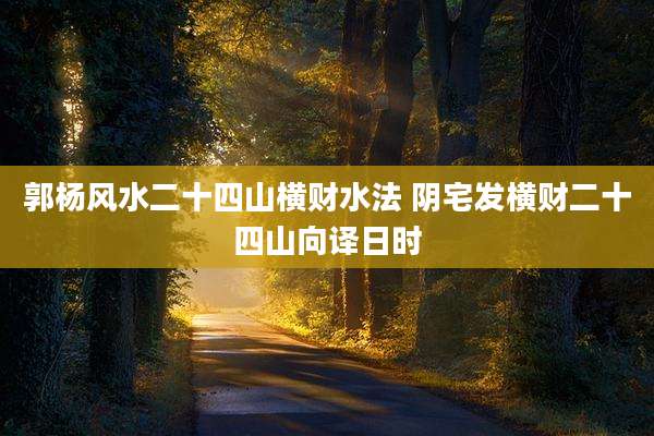 郭杨风水二十四山横财水法 阴宅发横财二十四山向译日时