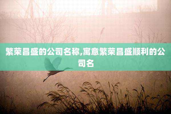 繁荣昌盛的公司名称,寓意繁荣昌盛顺利的公司名