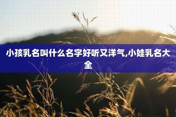 小孩乳名叫什么名字好听又洋气,小娃乳名大全