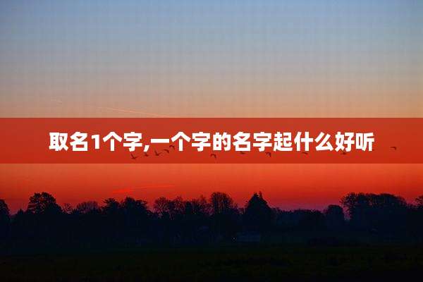 取名1个字,一个字的名字起什么好听