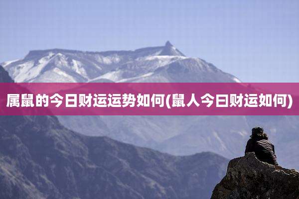 属鼠的今日财运运势如何(鼠人今曰财运如何)