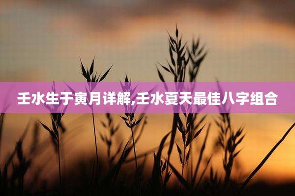 壬水生于寅月详解,壬水夏天最佳八字组合