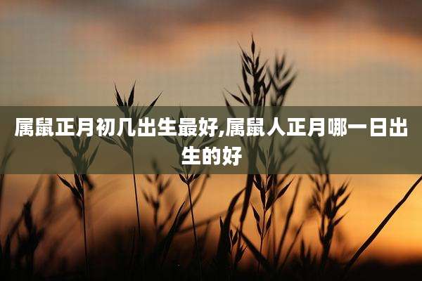 属鼠正月初几出生最好,属鼠人正月哪一日出生的好